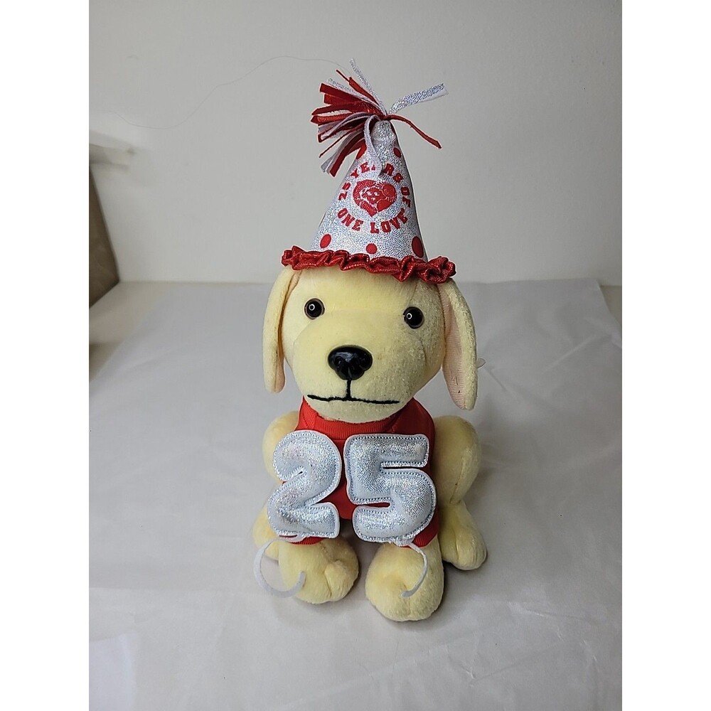 Raising Canes Plush Dog 25th Anniversary 10"  Birthday Hat 2022 Restaurant Pup